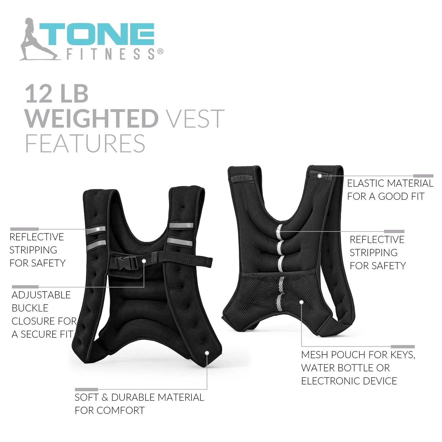 Neoprene Weighted Vest, 12 Pounds, Black